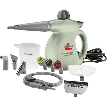 BISSELL® Steam Shot™ OmniReach handheld portable steam cleaner for tile, grout, windows, bathrooms, kitchens, fabric steaming tool, includes 10 tools